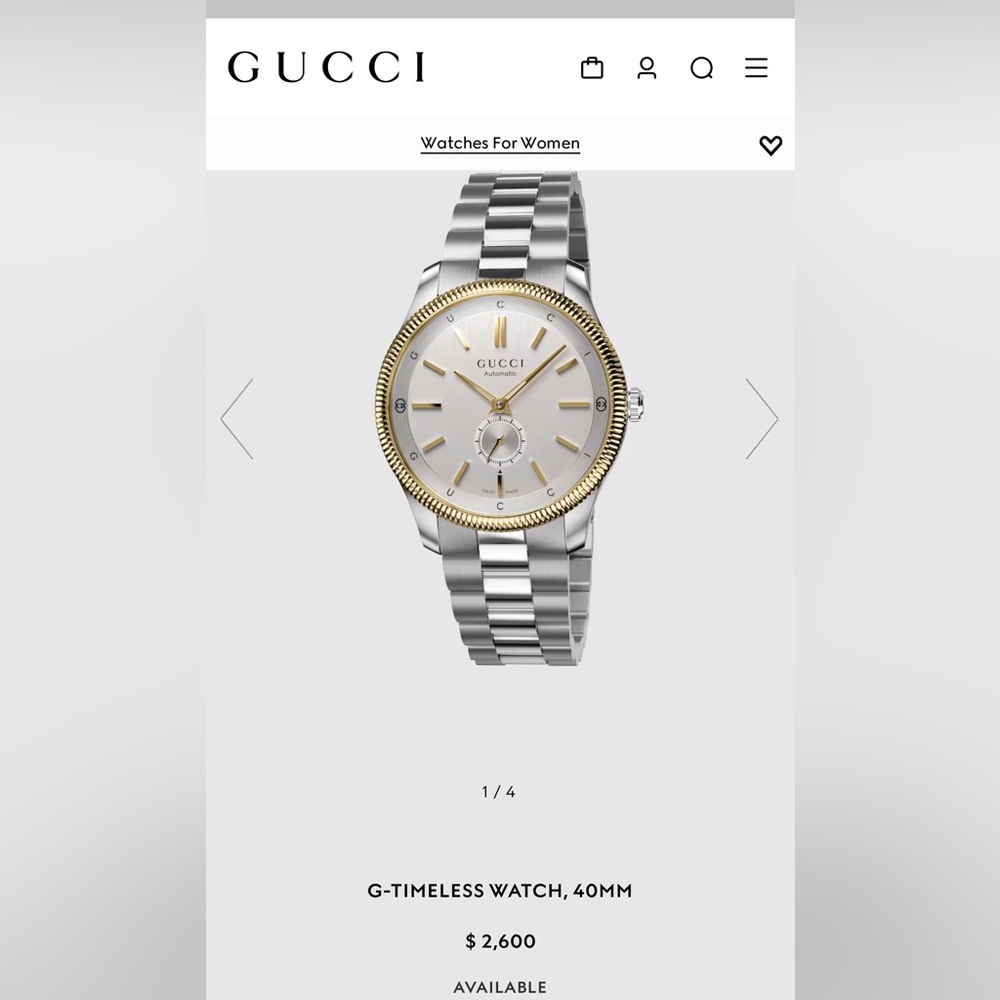 Gucci G timeless Stainless with Gold plated bezel AUTOMATIC 40mm